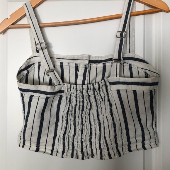 Brandy Melville White & Blue Stripped Astrid Tank One Size - Picture 3 of 4